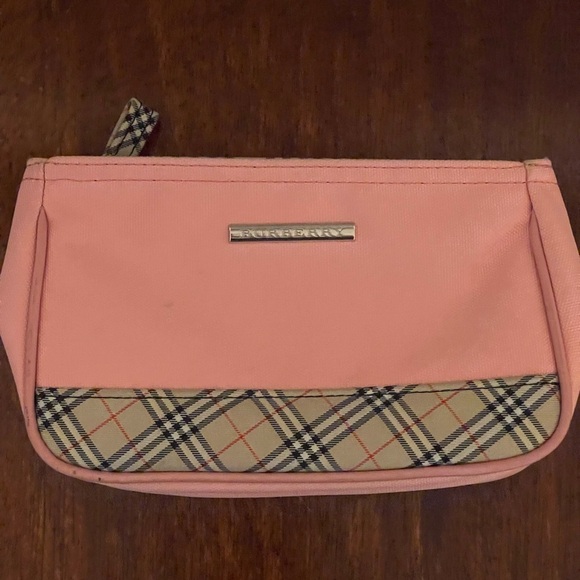 Burberry Handbags - Burberry Pink Cosmetic Bag with Plaid Accent
